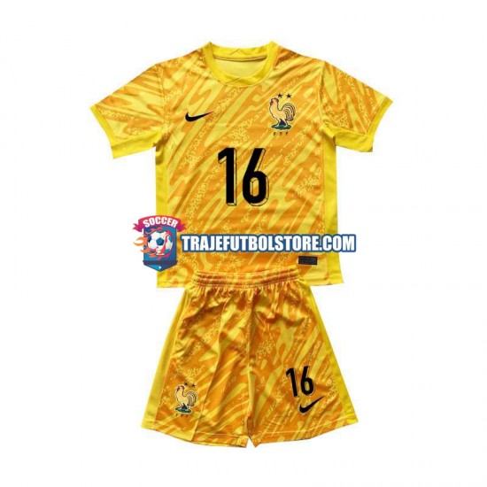 Camiseta 1ª Francia Mike Maignan 16 Portero Niño Euro 2024 Manga Corta