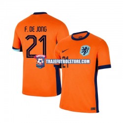 Camiseta 1ª Países Bajos Frenkie de Jong 21 Hombre Euro 2024 Manga Corta
