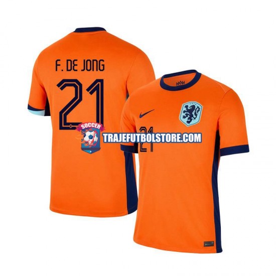 Camiseta 1ª Países Bajos Frenkie de Jong 21 Hombre Euro 2024 Manga Corta