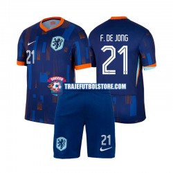 Camiseta 2ª Países Bajos Frenkie de Jong 21 Niño Euro 2024 Manga Corta