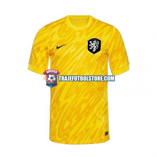 Camiseta 2ª Países Bajos Portero Hombre Euro 2024 Manga Corta