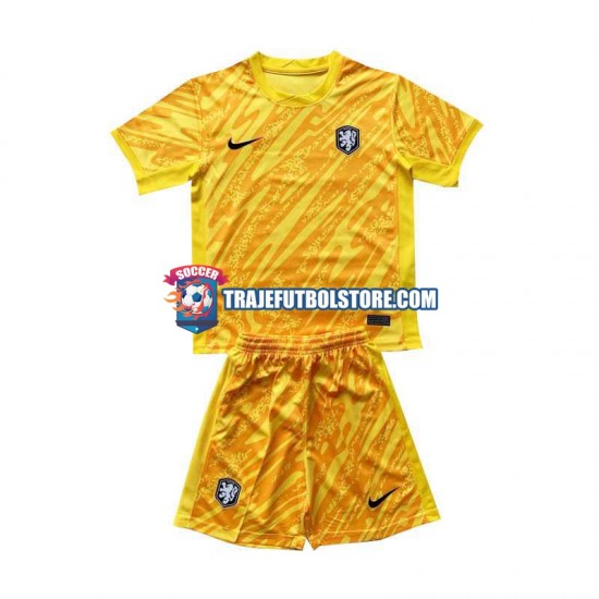 Camiseta 2ª Países Bajos Portero Niño Euro 2024 Manga Corta