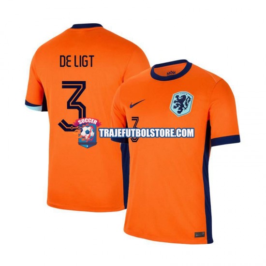 Camiseta 1ª Países Bajos Matthijs de Ligt 3 Hombre Euro 2024 Manga Corta