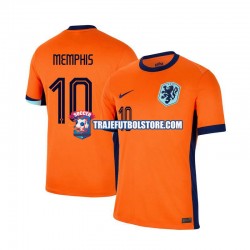 Camiseta 1ª Países Bajos Memphis Depay 10 Hombre Euro 2024 Manga Corta