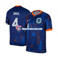 Camiseta 2ª Países Bajos Virgil van Dijk 4 Hombre Euro 2024 Manga Corta