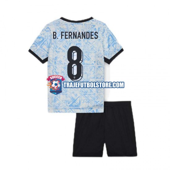 Camiseta 2ª Portugal Bruno Fernandes 8 Niño Euro 2024 Manga Corta