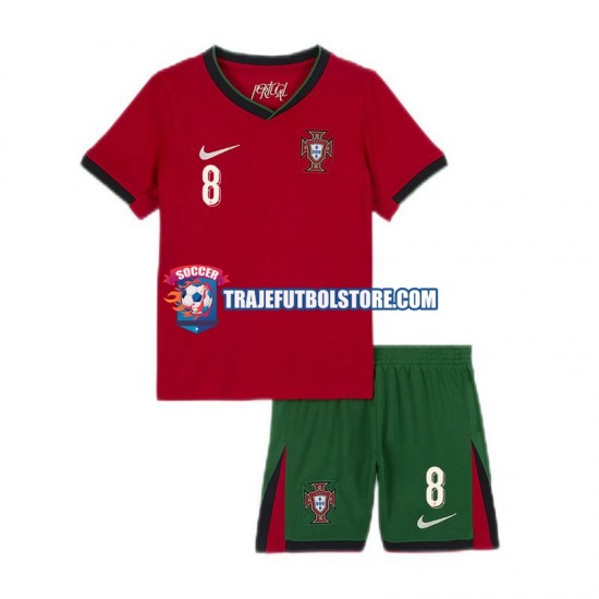 Camiseta 1ª Portugal Bruno Fernandes 8 Niño Euro 2024 Manga Corta
