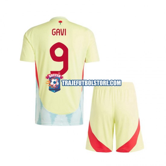 Camiseta 2ª España Gavi 9 Niño Euro 2024 Manga Corta