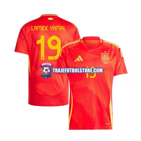Camiseta 1ª España Lamine Yamal 19 Hombre Euro 2024 Manga Corta