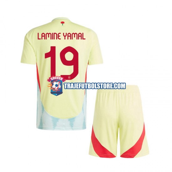 Camiseta 2ª España Lamine Yamal 19 Niño Euro 2024 Manga Corta