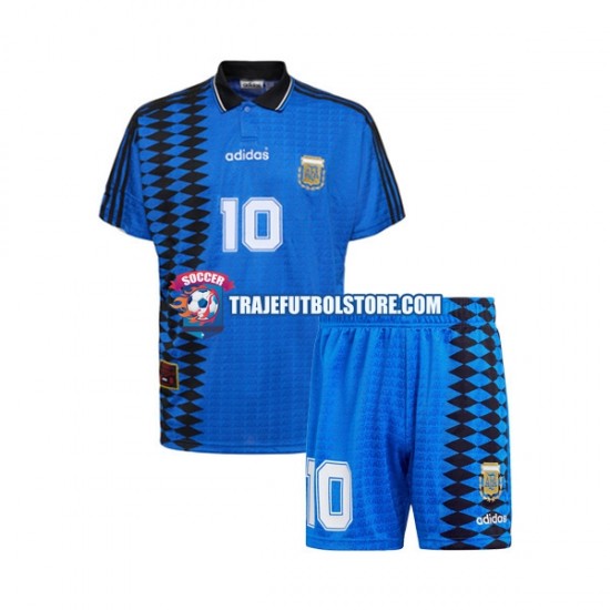 Camiseta 2ª Argentina MARADONA 10 Retro Niño 1994 Manga Corta