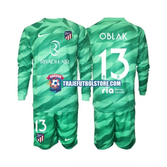 Camiseta 2ª Atlético Madrid Jan Oblak 13 Portero Niño verde 2023-2024 ML