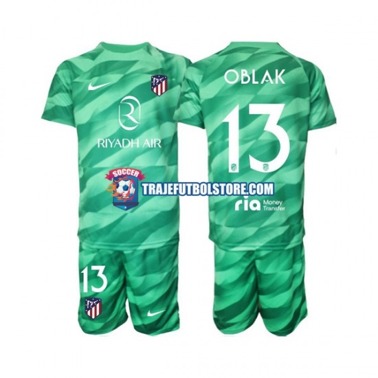 Camiseta 2ª Atlético Madrid Jan Oblak 13 Portero Niño verde 2023-2024 Manga Corta
