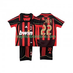 Camiseta 1ª AC Milan KAKA 22 -2007 Retro Niño 2006 Manga Corta