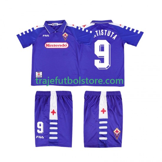 Camiseta 1ª ACF Fiorentina BATISTUTA 9 Retro Niño 1998 1999 Manga Corta