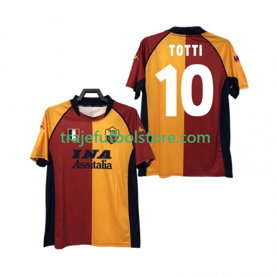 Camiseta 1ª AS Roma Totti 10 2000-2001 Retro Hombre Manga Corta