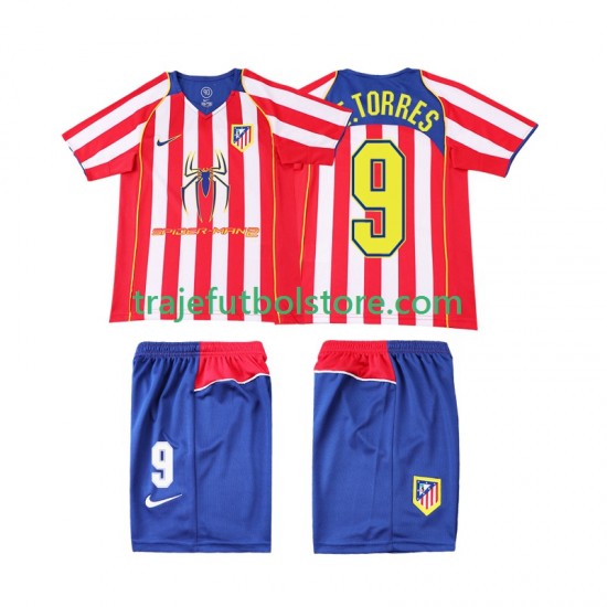 Camiseta 1ª Atlético Madrid F TORRES 9 2005 Retro Niño 2004 Manga Corta