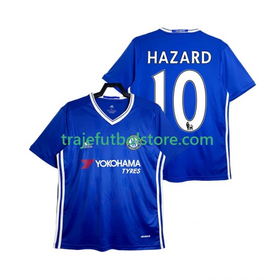 Camiseta 1ª Chelsea HAZARD 10 2016-2017 Retro Hombre Manga Corta