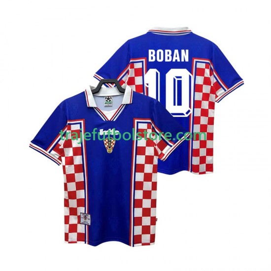 Camiseta 2ª Croacia BOBAN 10 Retro Hombre 1998 Manga Corta