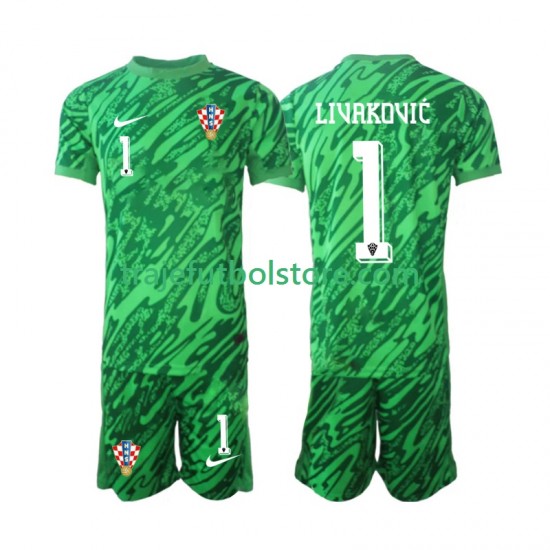 Camiseta 2ª Croacia DOMINIK LIVAKOVIC 1 Portero Niño 2024 Manga Corta