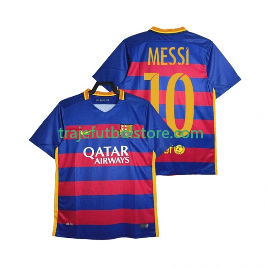 Camiseta 1ª FC Barcelona Lionel Messi 10 2015-2016 Retro Hombre Manga Corta