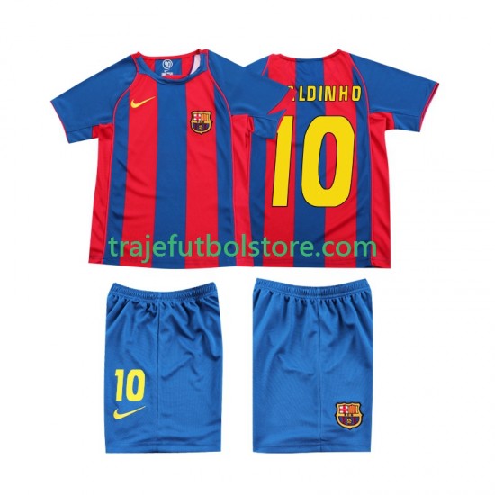 Camiseta 1ª FC Barcelona RONALDINHO 10 Retro Niño 2004 Manga Corta