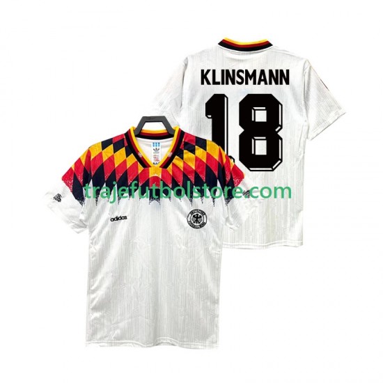 Camiseta 1ª Alemania KLINSMANN 18 Retro Hombre 1994 Manga Corta