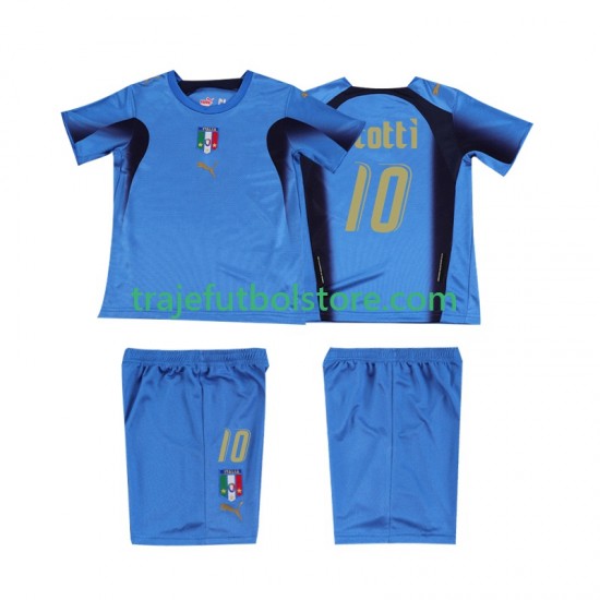 Camiseta 1ª Italia TOTTI 10 Retro Niño 2006 Manga Corta