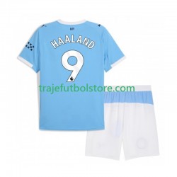 Camiseta 1ª Manchester City Erling Haaland 9 Niño 2025-2026 Manga Corta