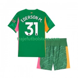 Camiseta 1ª Manchester City Ederson Moraes 31 Portero Niño 2025-2026 Manga Corta