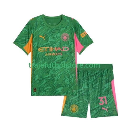 Camiseta 1ª Manchester City Ederson Moraes 31 Portero Niño 2025-2026 Manga Corta