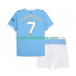 Camiseta 1ª Manchester City Omar Marmoush 7 Niño 2025-2026 Manga Corta