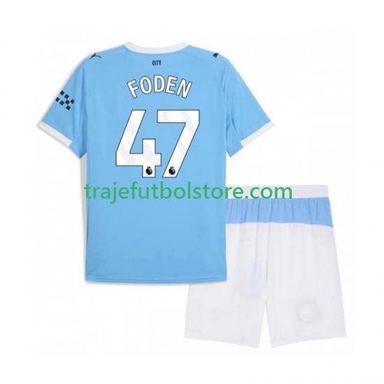 Camiseta 1ª Manchester City Phil Foden 47 Niño 2025-2026 Manga Corta