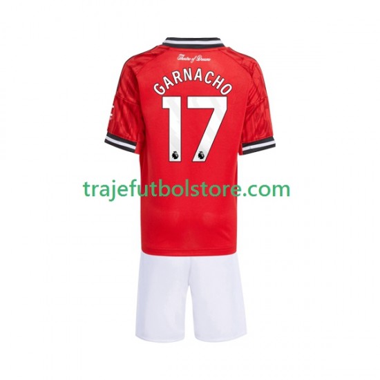 Camiseta 1ª Manchester United Alejandro Garnacho 17 Niño 2025-2026 Manga Corta