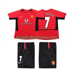 Camiseta 1ª Manchester United BECKHAM 7 Retro Niño 2004 2002 Manga Corta
