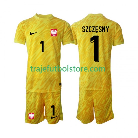 Camiseta 1ª Polonia Szczesny 1 Portero Niño 2024 Manga Corta