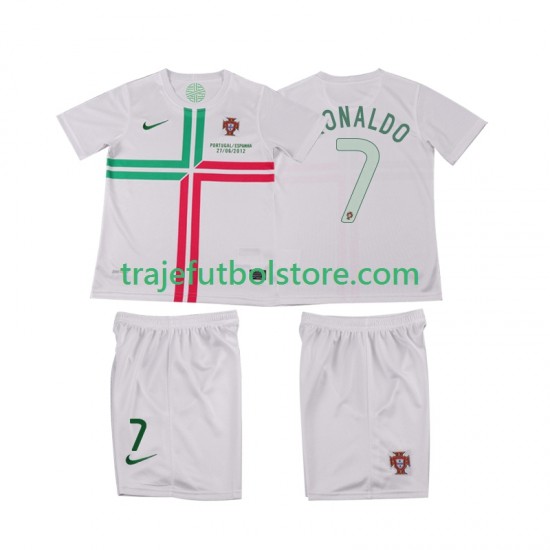 Camiseta 2ª Portugal Cristiano Ronaldo 7 2012 Retro Niño Manga Corta
