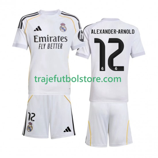 Camiseta 1ª Real Madrid Alexander-Arnold 12 Niño 2025-2026 Manga Corta