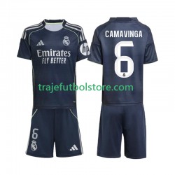 Camiseta 2ª Real Madrid Camavinga 6 Niño 2025-2026 Manga Corta