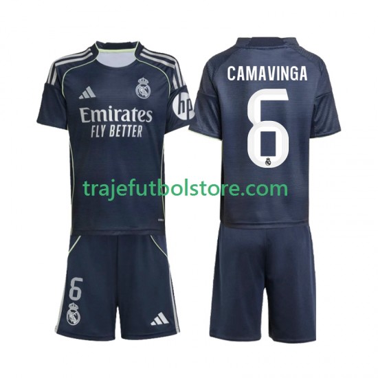 Camiseta 2ª Real Madrid Camavinga 6 Niño 2025-2026 Manga Corta