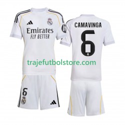 Camiseta 1ª Real Madrid Camavinga 6 Niño 2025-2026 Manga Corta