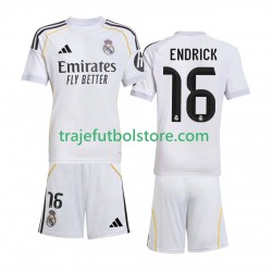 Camiseta 1ª Real Madrid Endrick 16 Niño 2025-2026 Manga Corta