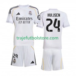 Camiseta 1ª Real Madrid Huijsen 24 Niño 2025-2026 Manga Corta