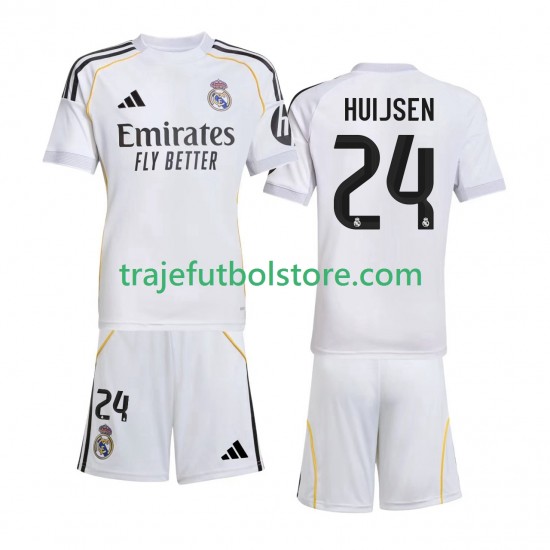 Camiseta 1ª Real Madrid Huijsen 24 Niño 2025-2026 Manga Corta