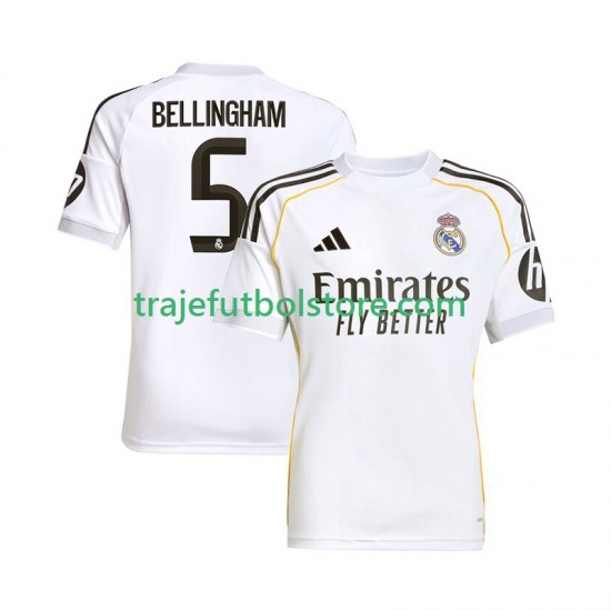Camiseta 1ª Real Madrid Jude Bellingham 5 Hombre 2025-2026 Manga Corta