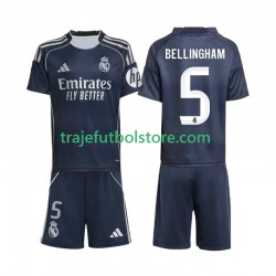 Camiseta 2ª Real Madrid Jude Bellingham 5 Niño 2025-2026 Manga Corta