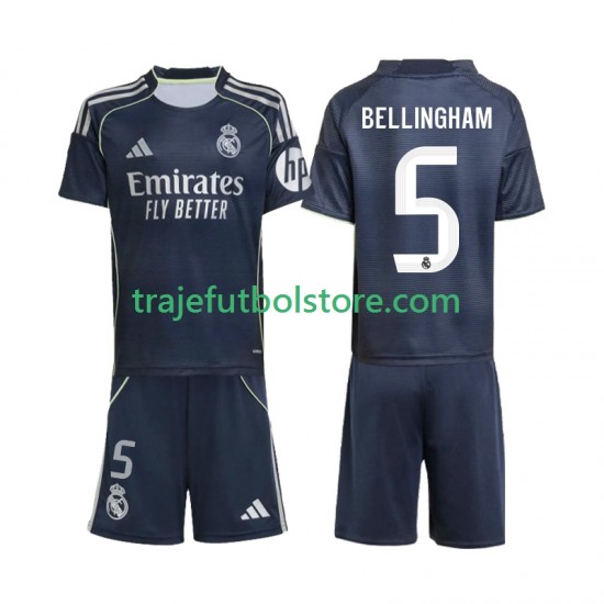 Camiseta 2ª Real Madrid Jude Bellingham 5 Niño 2025-2026 Manga Corta