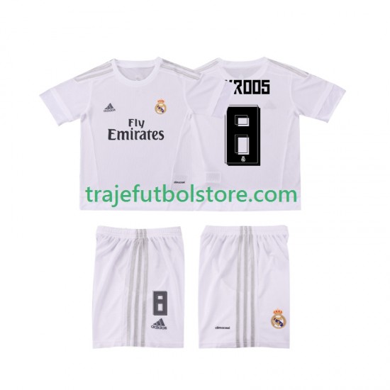 Camiseta 1ª Real Madrid KROOS 8 2015 2016 Retro Niño Manga Corta