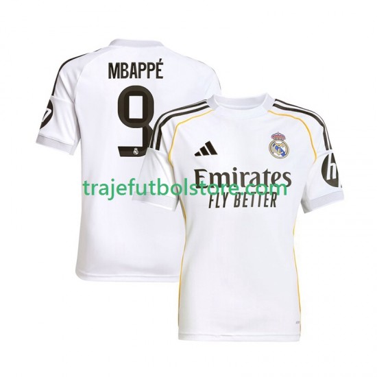 Camiseta 1ª Real Madrid Mbappé Kylian 9 Hombre 2025-2026 Manga Corta