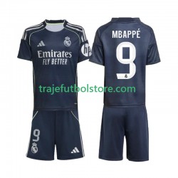 Camiseta 2ª Real Madrid Mbappé Kylian 9 Niño 2025-2026 Manga Corta